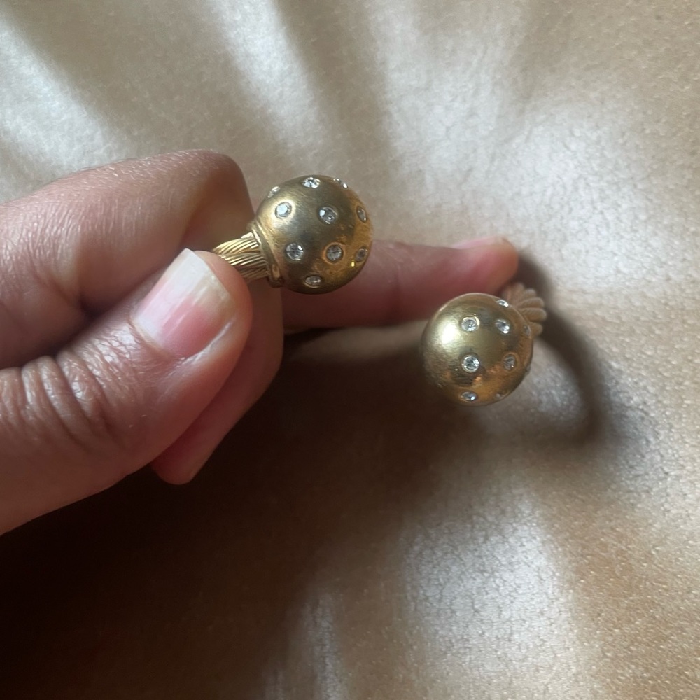 Vintage rhinestone ball cuff rope bracelet - Picture 6 of 13